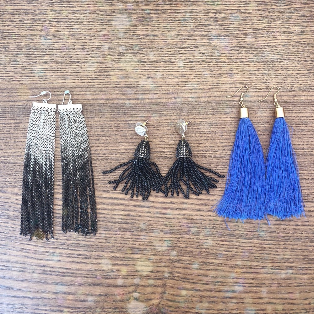 free with purchase! 🦚 bundle of 3 tassel earrings 🦚